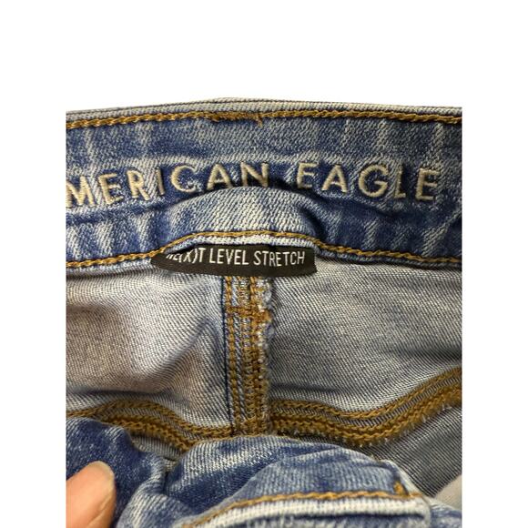 American Eagle Shorts women 00 Blue Hi-rise Shortie Ripped Denim - Picture 7 of 7